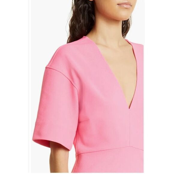 Ganni Stretch Suiting A-Line Minidress in Shocking Pink NWT Size 38/6 - Picture 4 of 10